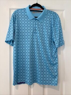 Robert Graham Light Blue Geometric Print Polo
